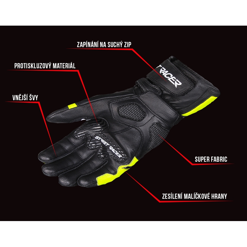 Rukavice na motorku Street Racer Evoline výprodej