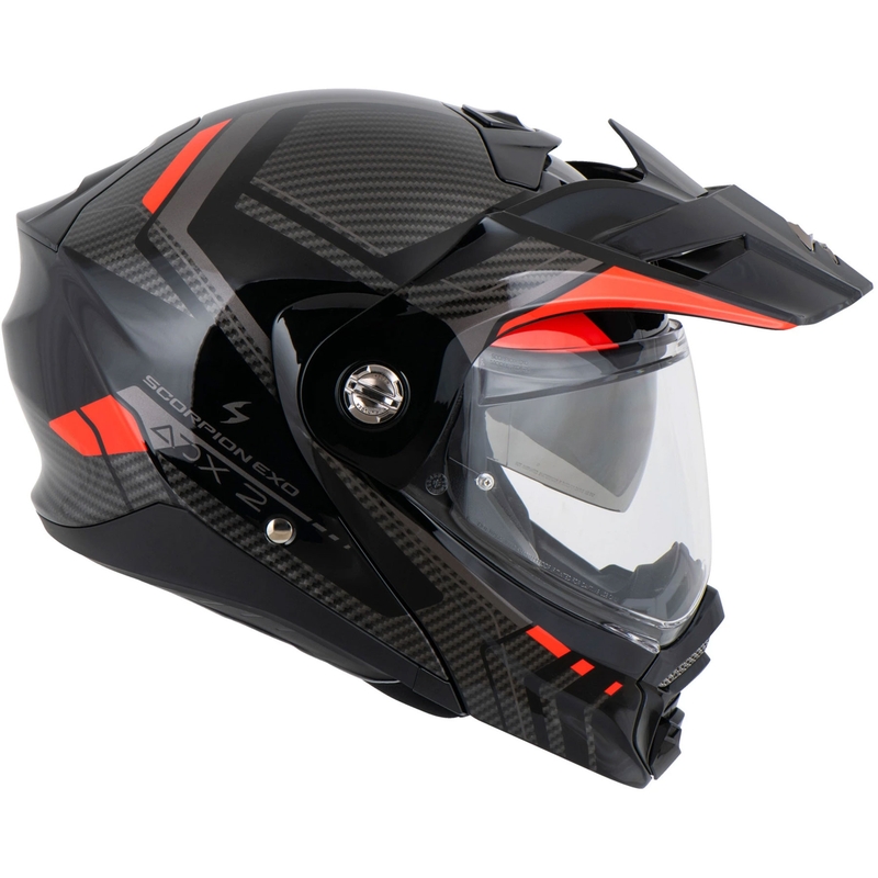 Casque de moto modulable Scorpion ADX-2 LEWIS noir et rouge