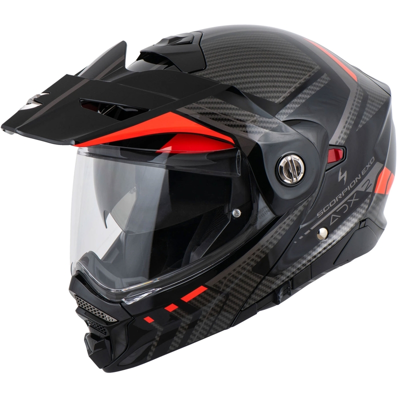 Casque de moto modulable Scorpion ADX-2 LEWIS noir et rouge