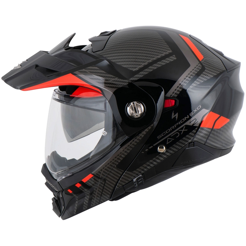 Casque de moto modulable Scorpion ADX-2 LEWIS noir et rouge