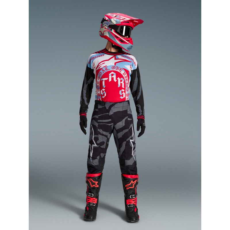 Pantalon de motocross Alpinestars Techstar édition limitée Beast Coast, gris-noir-orange