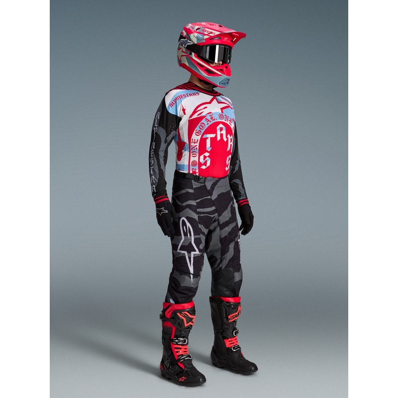 Pantalon de motocross Alpinestars Techstar édition limitée Beast Coast, gris-noir-orange