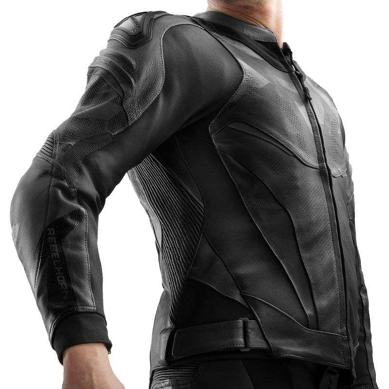 Blouson de moto en cuir Rebelhorn Inferno noir