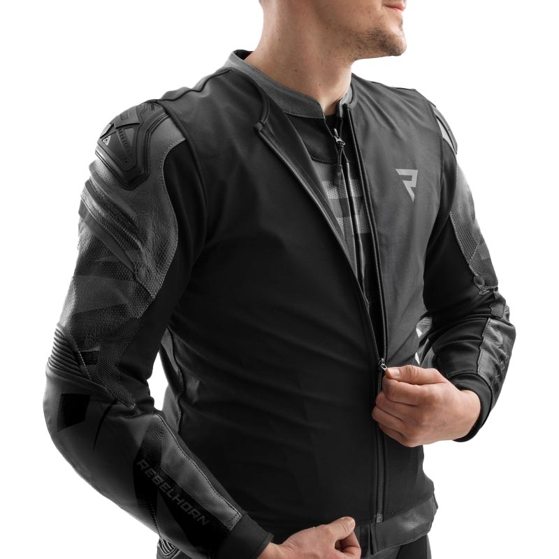 Blouson de moto en cuir Rebelhorn Inferno noir