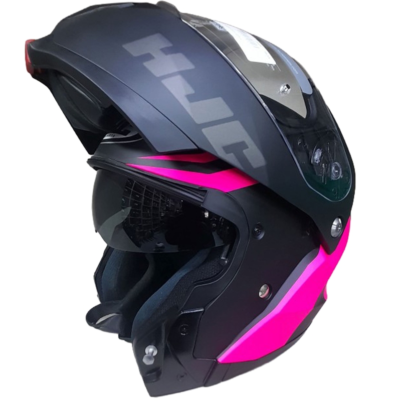 Casque de moto modulable HJC C91N Nepos MC8SF noir et rose
