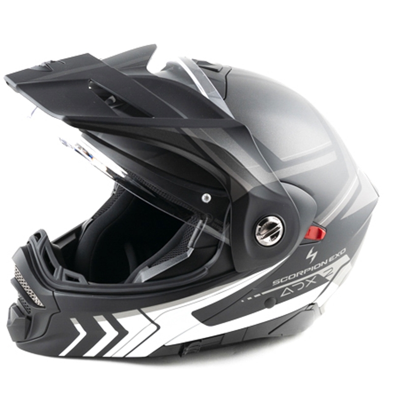 Casque de moto modulable Scorpion ADX-2 LEWIS noir mat-argent