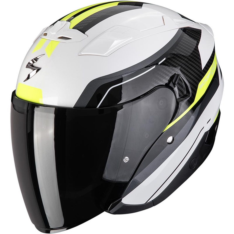 Casque moto jet Scorpion EXO-230 Hipe blanc-noir-jaune fluo
