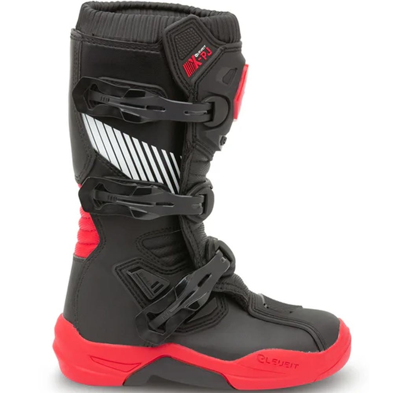 Bottes de motocross Eleveit X-Peak pour enfants, noir et rouge