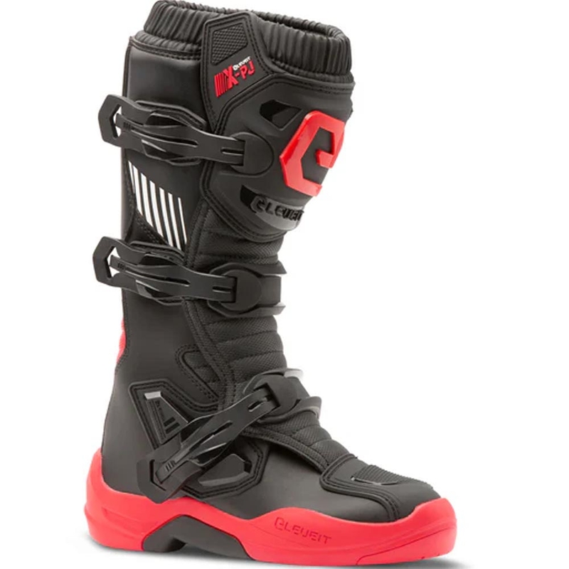 Bottes de motocross Eleveit X-Peak pour enfants, noir et rouge