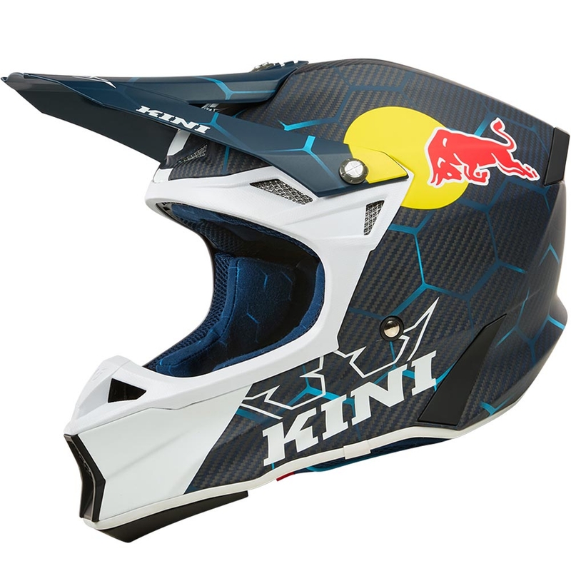 Casque de motocross KINI Red Bull MXC2 2.0 bleu et blanc