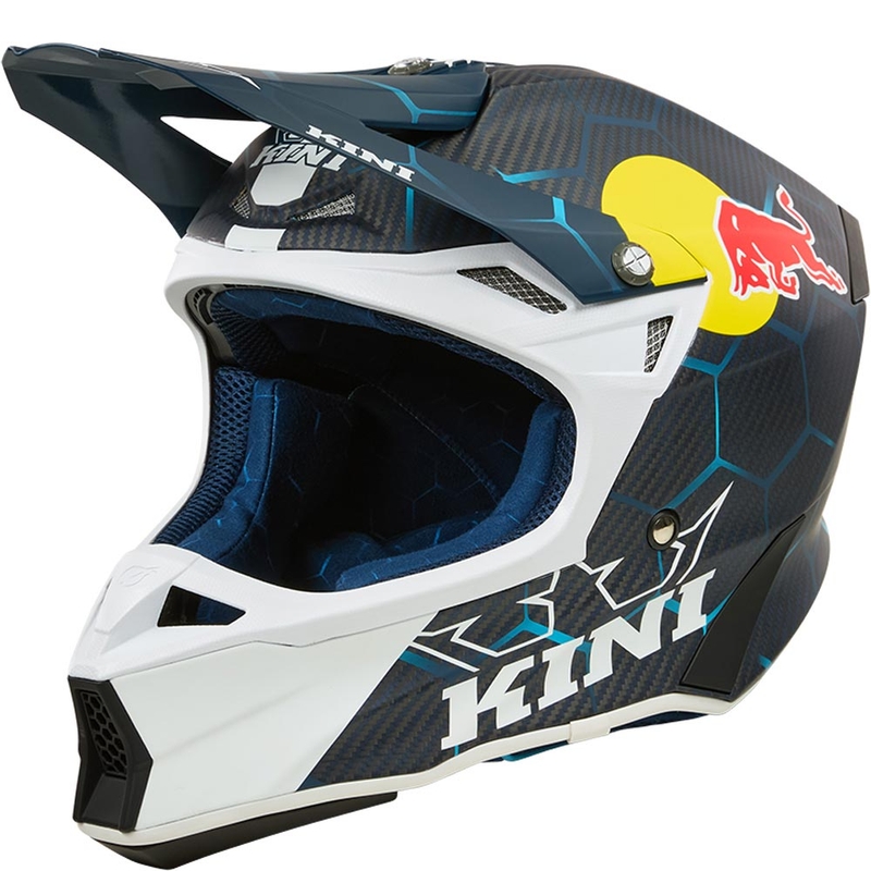 Casque de motocross KINI Red Bull MXC2 2.0 bleu et blanc