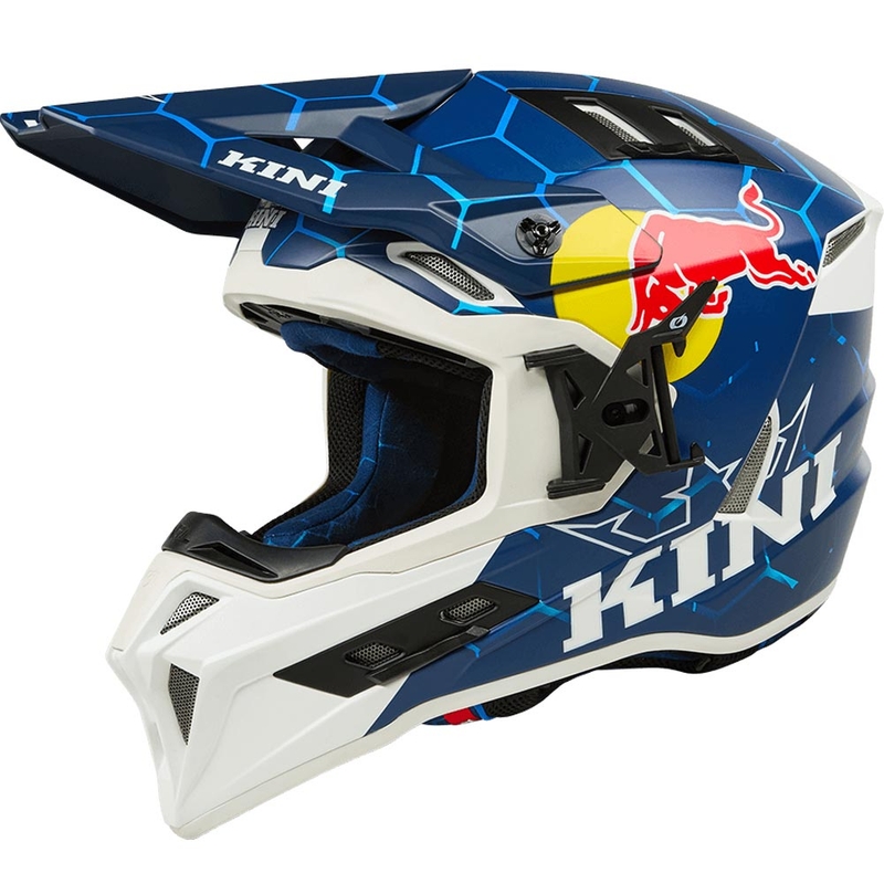 Casque de motocross KINI Red Bull EXC bleu et blanc