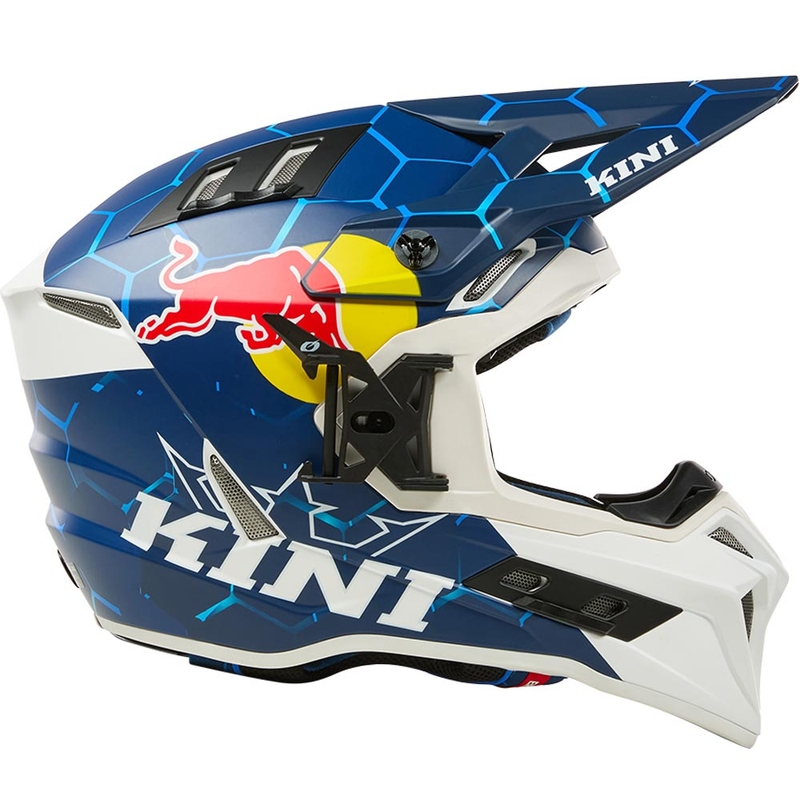 Casque de motocross KINI Red Bull EXC bleu et blanc