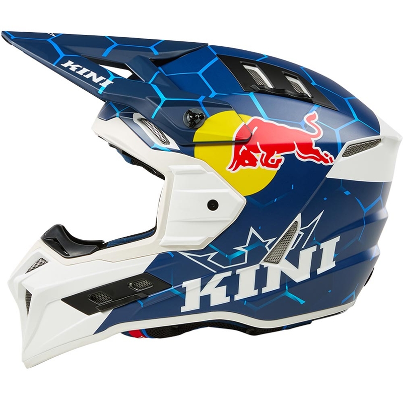 Casque de motocross KINI Red Bull EXC bleu et blanc