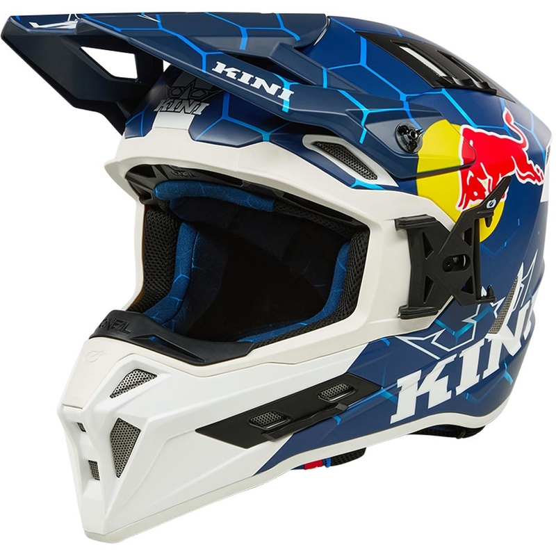Casque de motocross KINI Red Bull EXC bleu et blanc