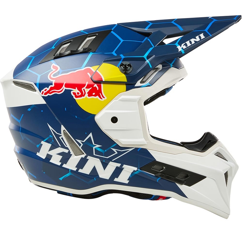 Casque de motocross KINI Red Bull EXC bleu et blanc