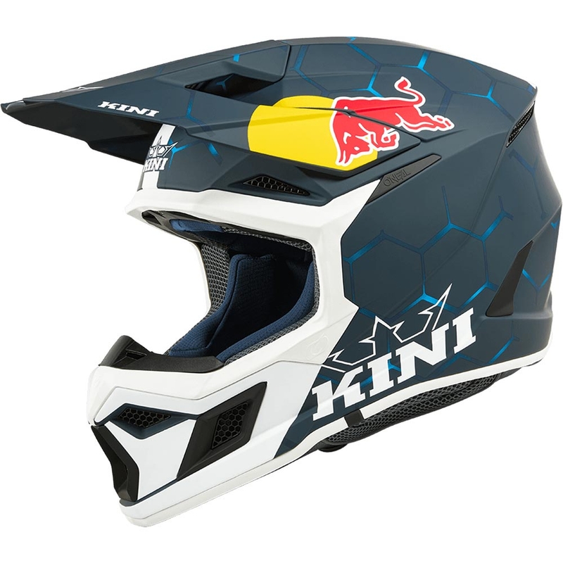 Casque de motocross KINI Red Bull MX3 1.0 bleu et blanc