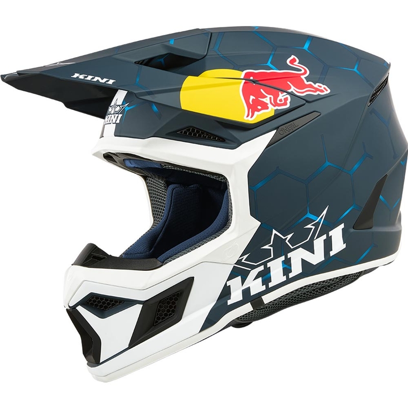 Casque de motocross KINI Red Bull MX3 1.0 bleu et blanc
