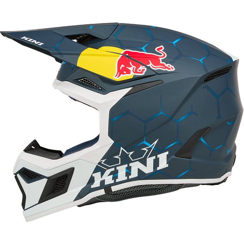 Casque de motocross KINI Red Bull MX3 1.0 bleu et blanc