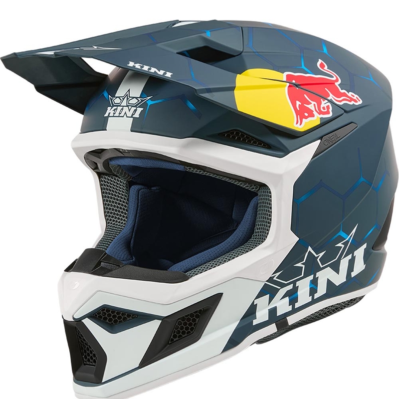 Casque de motocross KINI Red Bull MX3 1.0 bleu et blanc