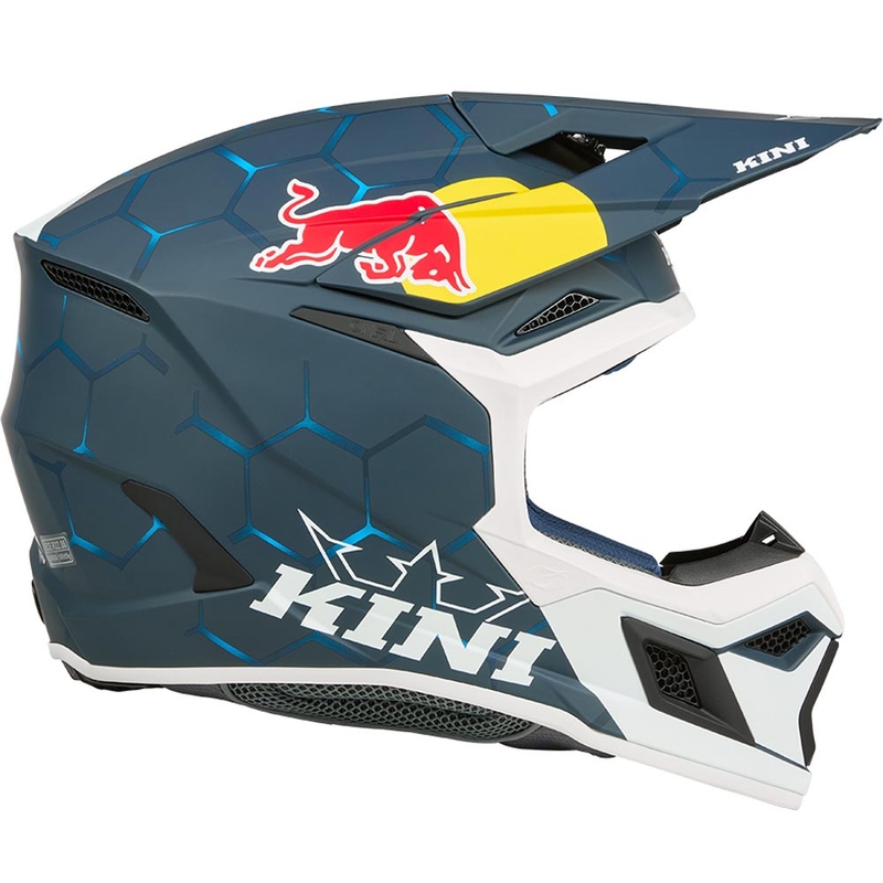 Casque de motocross KINI Red Bull MX3 1.0 bleu et blanc
