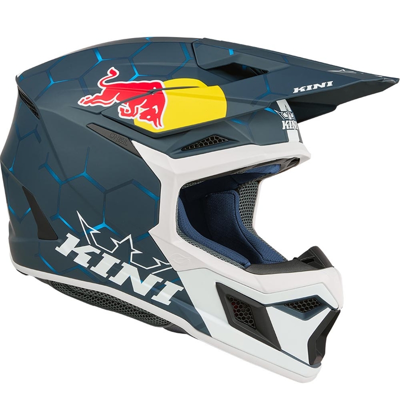 Casque de motocross KINI Red Bull MX3 1.0 bleu et blanc