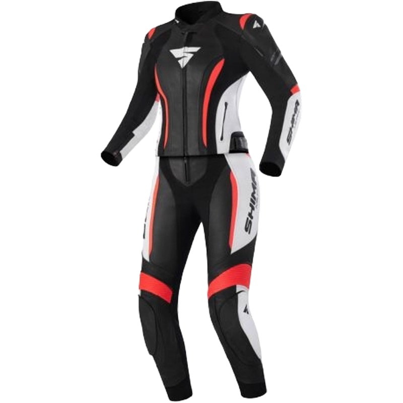 Combinaison moto femme Shima Miura 2.0 noir-blanc-rouge fluo