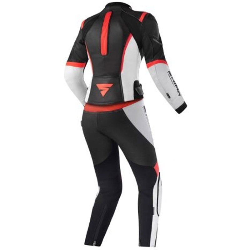 Combinaison moto femme Shima Miura 2.0 noir-blanc-rouge fluo