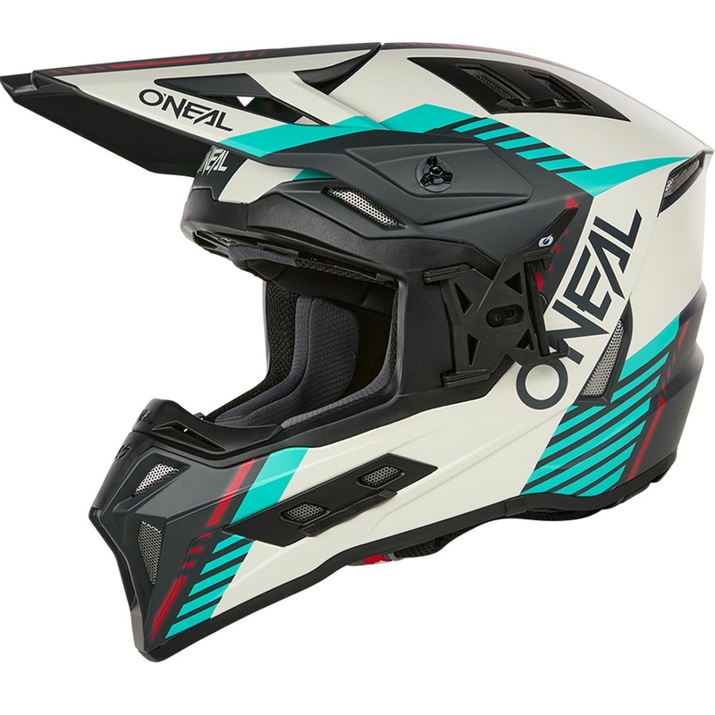 Casque de motocross O'Neal EX-SRS Quin gris-turquoise