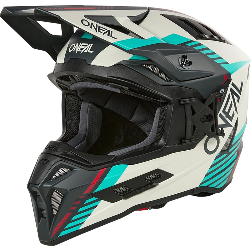 Casque de motocross O'Neal EX-SRS Quin gris-turquoise