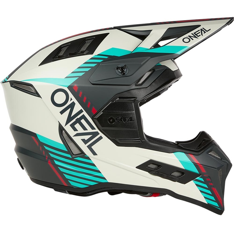 Casque de motocross O'Neal EX-SRS Quin gris-turquoise