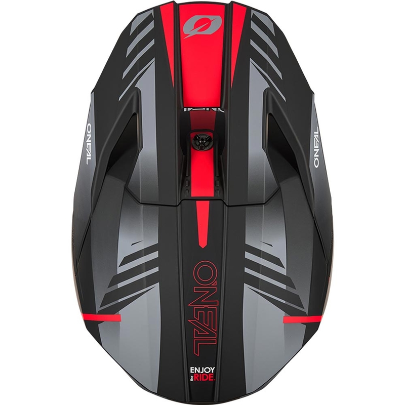 Casque de motocross O'Neal 3SRS Haze noir mat-gris-rouge
