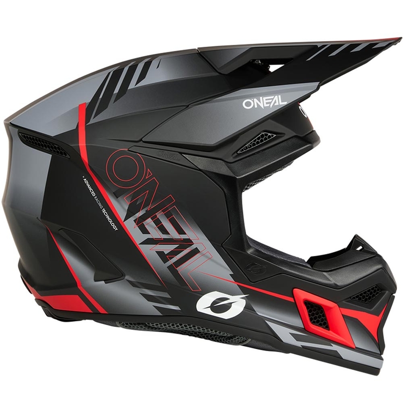 Casque de motocross O'Neal 3SRS Haze noir mat-gris-rouge