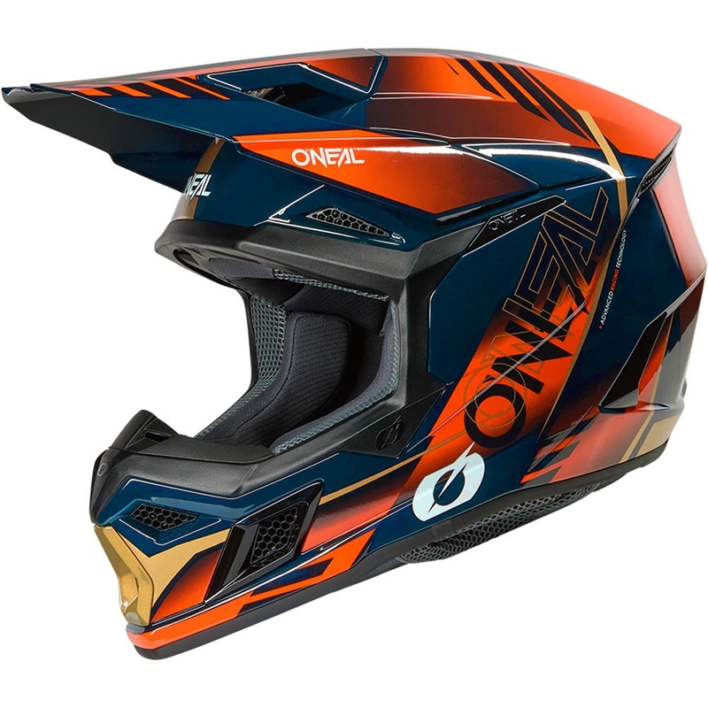 Casque de motocross O'Neal 3SRS Haze bleu-orange-or