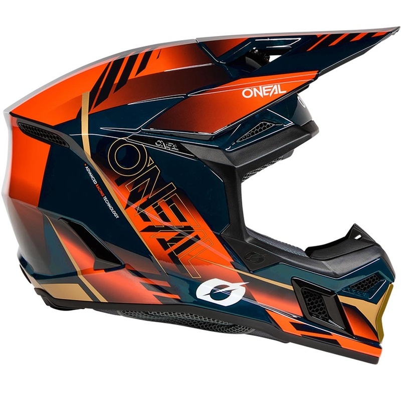 Casque de motocross O'Neal 3SRS Haze bleu-orange-or