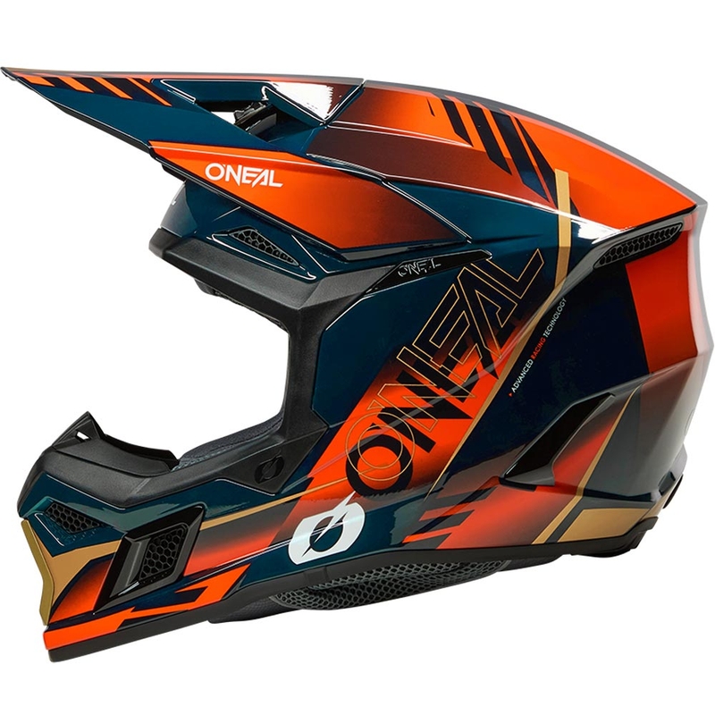 Casque de motocross O'Neal 3SRS Haze bleu-orange-or