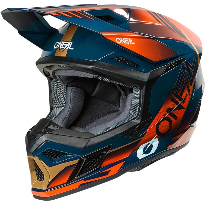 Casque de motocross O'Neal 3SRS Haze bleu-orange-or