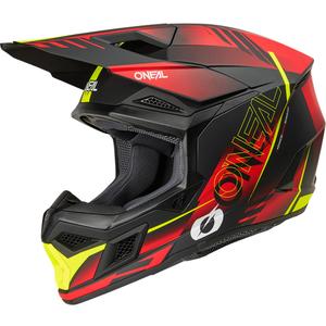 Casque de motocross O'Neal 3SRS Haze noir mat-rouge-jaune fluo
