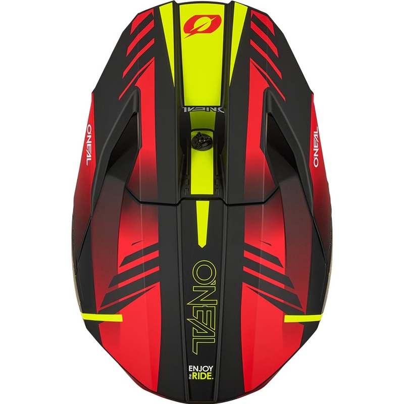 Casque de motocross O'Neal 3SRS Haze noir mat-rouge-jaune fluo