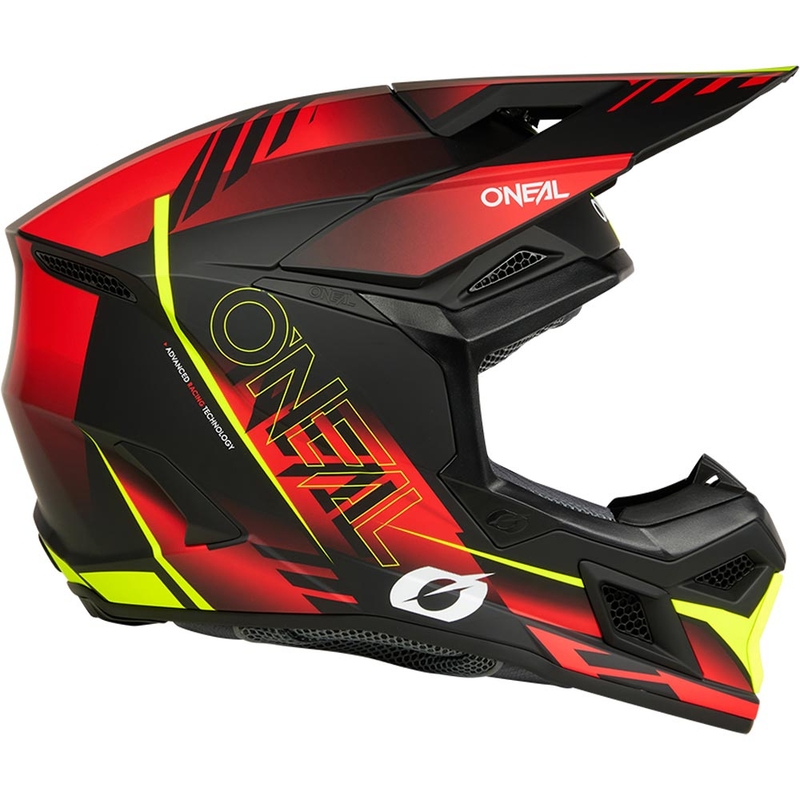 Casque de motocross O'Neal 3SRS Haze noir mat-rouge-jaune fluo