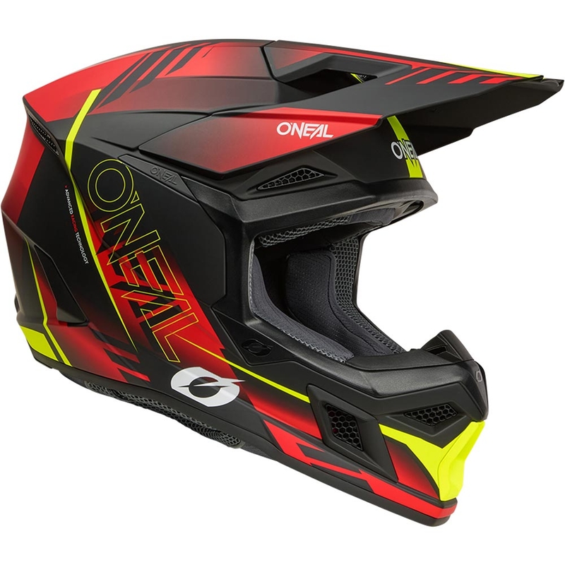 Casque de motocross O'Neal 3SRS Haze noir mat-rouge-jaune fluo