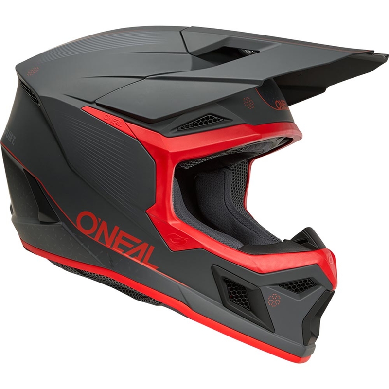Casque de motocross O'Neal 3SRS E-stroke gris-rouge mat