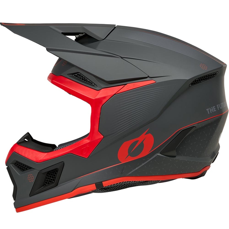Casque de motocross O'Neal 3SRS E-stroke gris-rouge mat