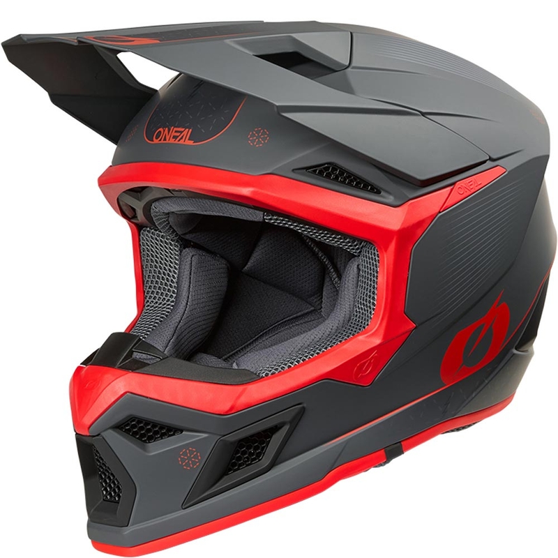 Casque de motocross O'Neal 3SRS E-stroke gris-rouge mat