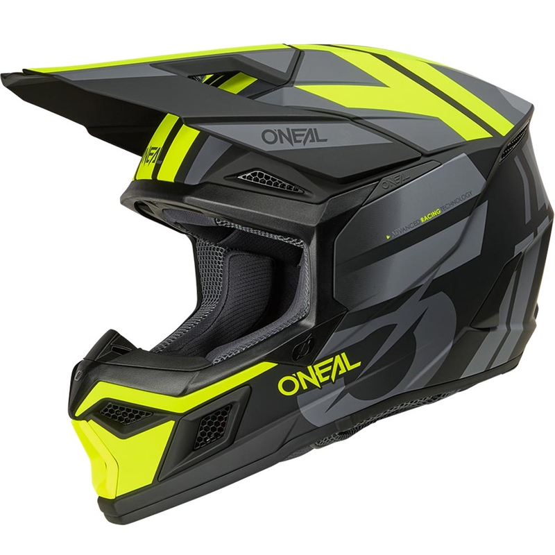 Casque de motocross O´Neal 3SRS Ride noir mat-gris-jaune fluo