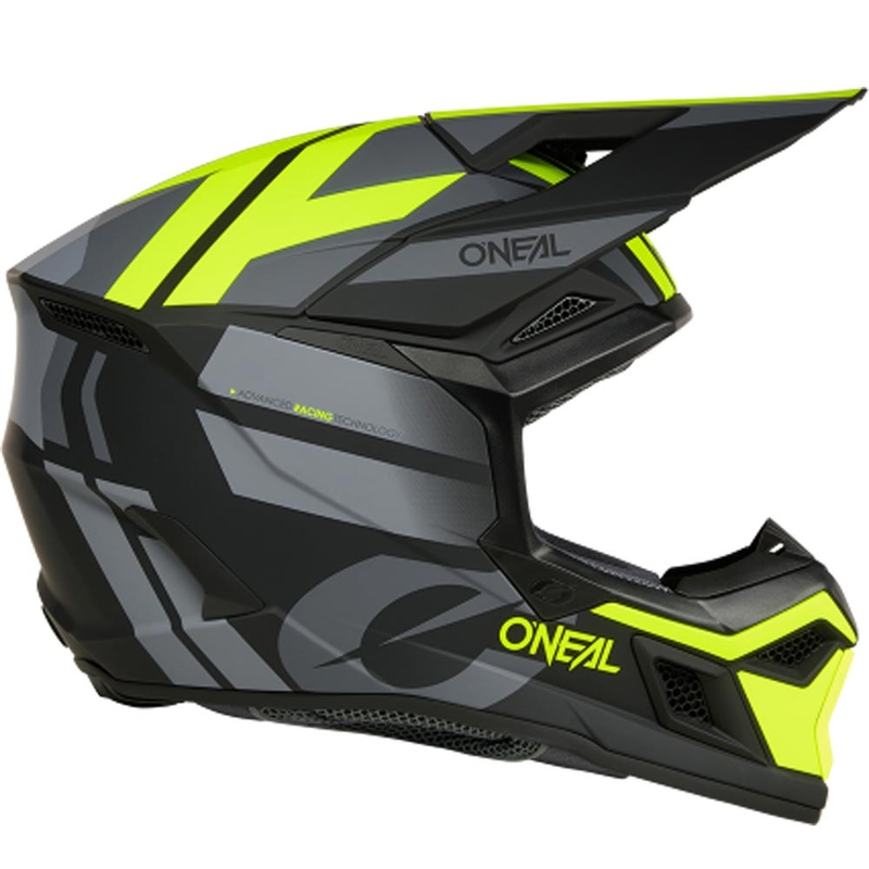 Casque de motocross O´Neal 3SRS Ride noir mat-gris-jaune fluo