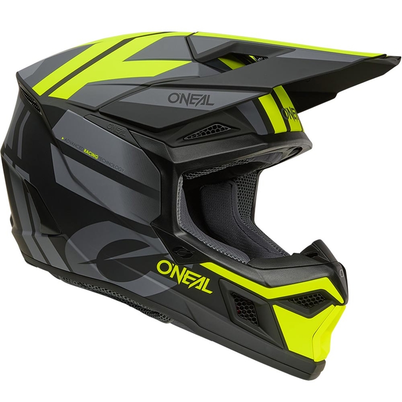 Casque de motocross O´Neal 3SRS Ride noir mat-gris-jaune fluo