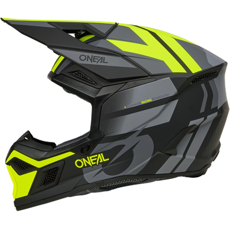Casque de motocross O´Neal 3SRS Ride noir mat-gris-jaune fluo