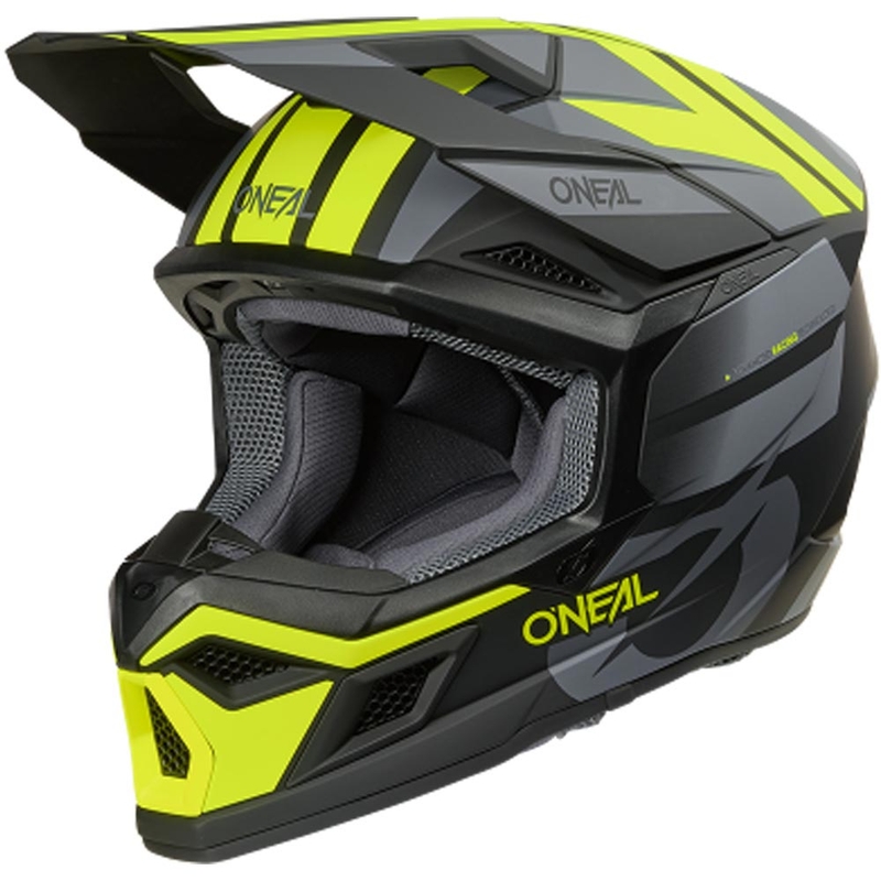 Casque de motocross O´Neal 3SRS Ride noir mat-gris-jaune fluo