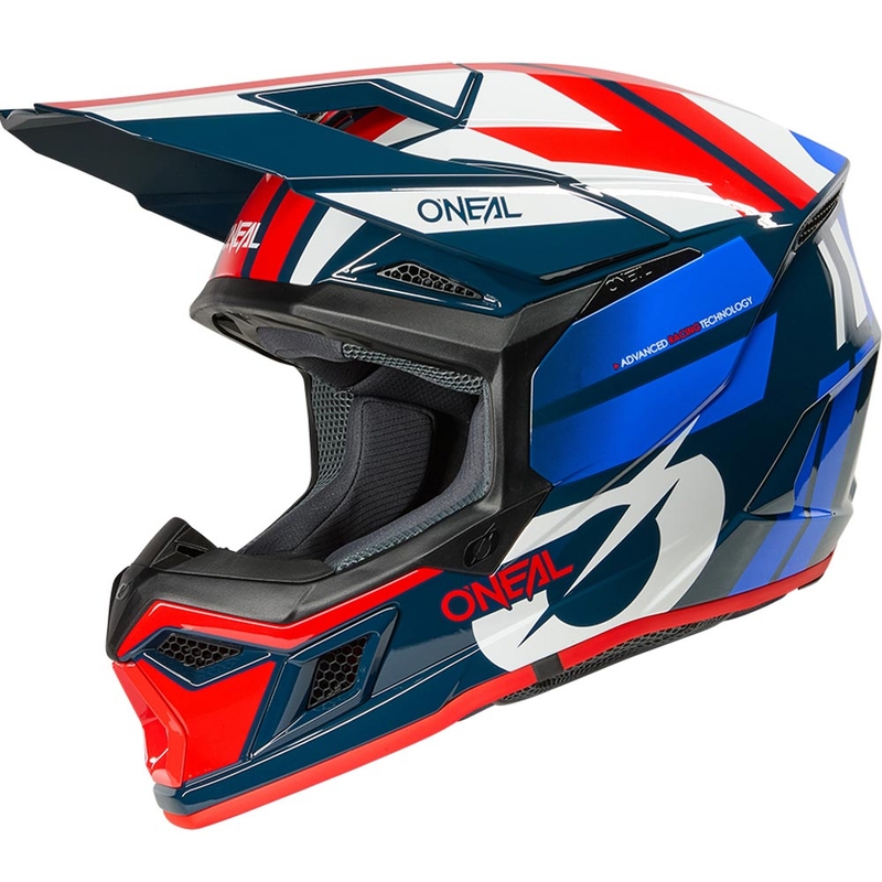 Casque de motocross O'Neal 3SRS Ride bleu-blanc-rouge